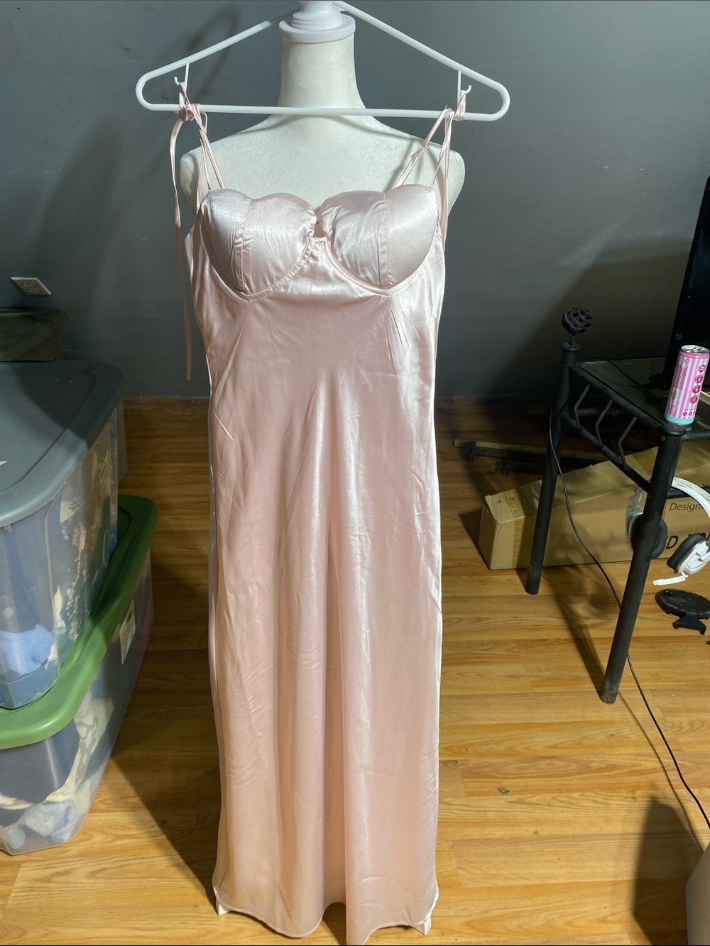 Baby Pink Maxi Dress with Adjustable Straps